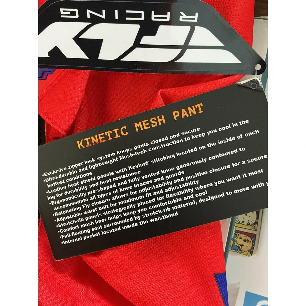 Fly Racing Kinetic Mesh Motocross Pants Men's 32 Red Blue MX Off-Road NWT